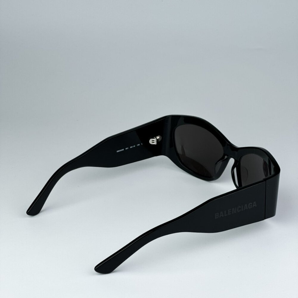 Balenciaga BB0329S 003 BRAND NEW Sunglasses Black Grey Geometric Unisex - Picture 7 of 12